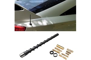 JSORUM Black Spiral Bending Antenna, 7.7 Inch Car Spiral Antenna, Carbon Fiber Antenna Toppers Rubber Antenna Universal for F150 Wrangler GMC Chevy Jeep