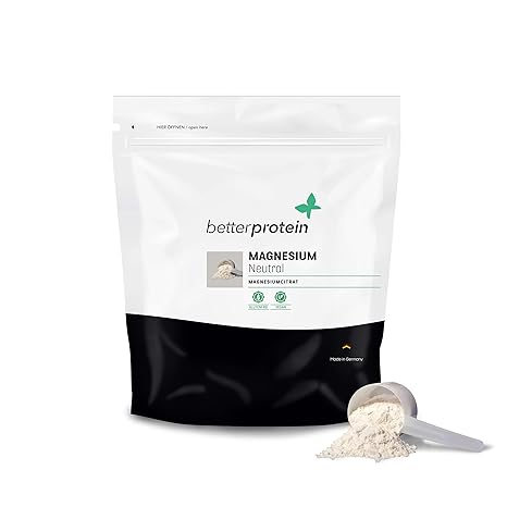 Magnesiumcitrat Pulver - Made in Germany & Laborgeprüft - BetterProtein® 100% Magnesium Pulver - 250 g - Beutel (Neutral)