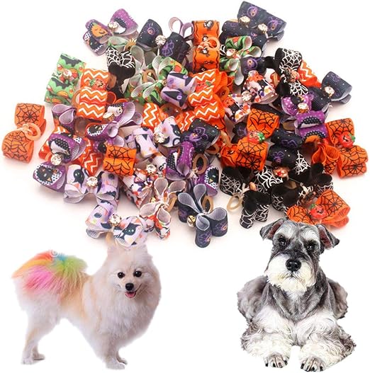FXCO 30 Stück Haustier Haarspange Halloween Bunte Hund Niedliche
