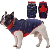 IDOMIK Dog Fleece Jacket with Harness Built in, Reflective Dog Winter Coat | Warm Turtleneck Dog Coat with Back Zipper,Soft Fleece Vest for Cold Weather,Medium Dog Coat for French Bulldog Corgi,Navy M