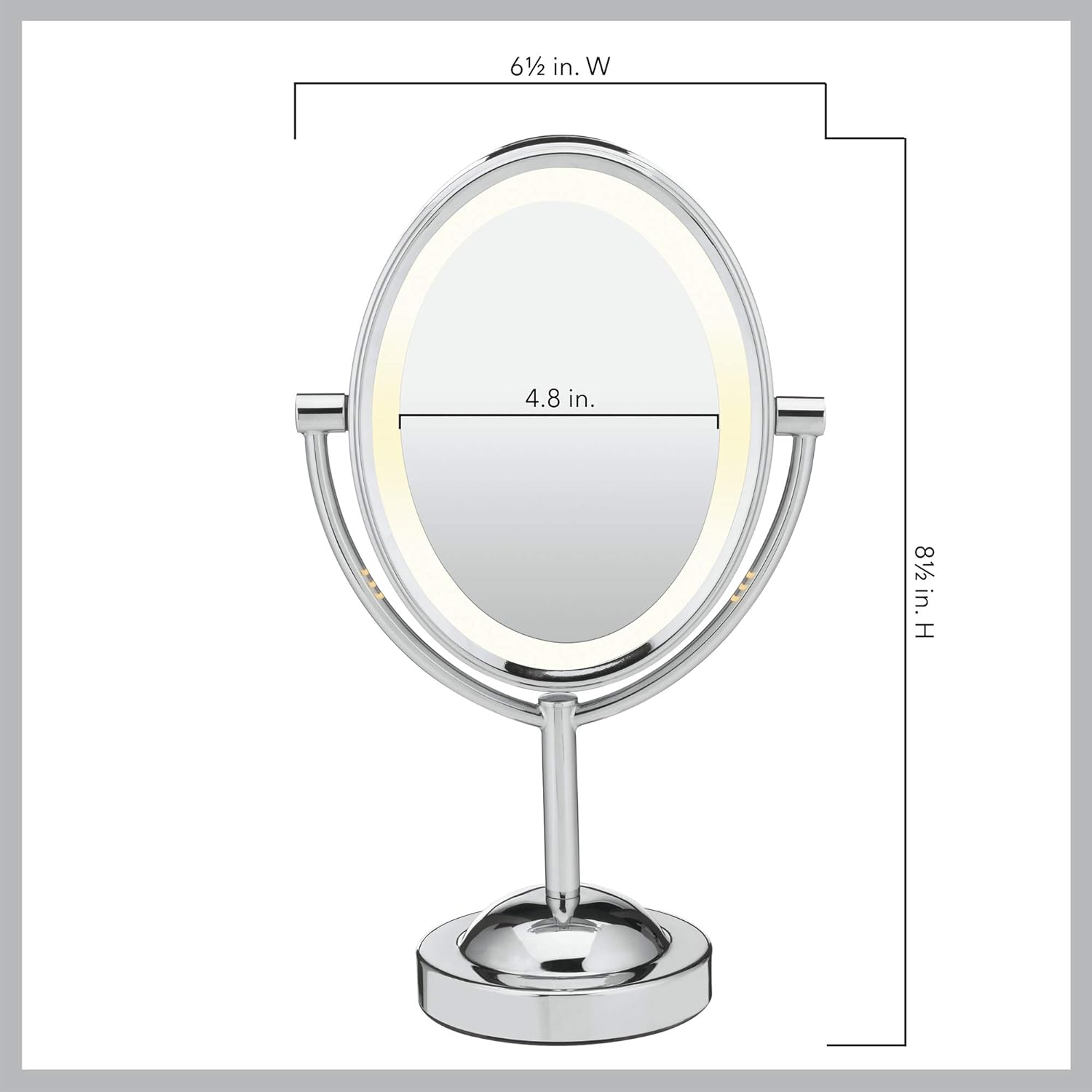 Conair Reflections Double-Sided Lighted Vanity Makeup Mirror, 1x/7x magnification, Polished Chrome : Personal Makeup Mirrors : Beauty