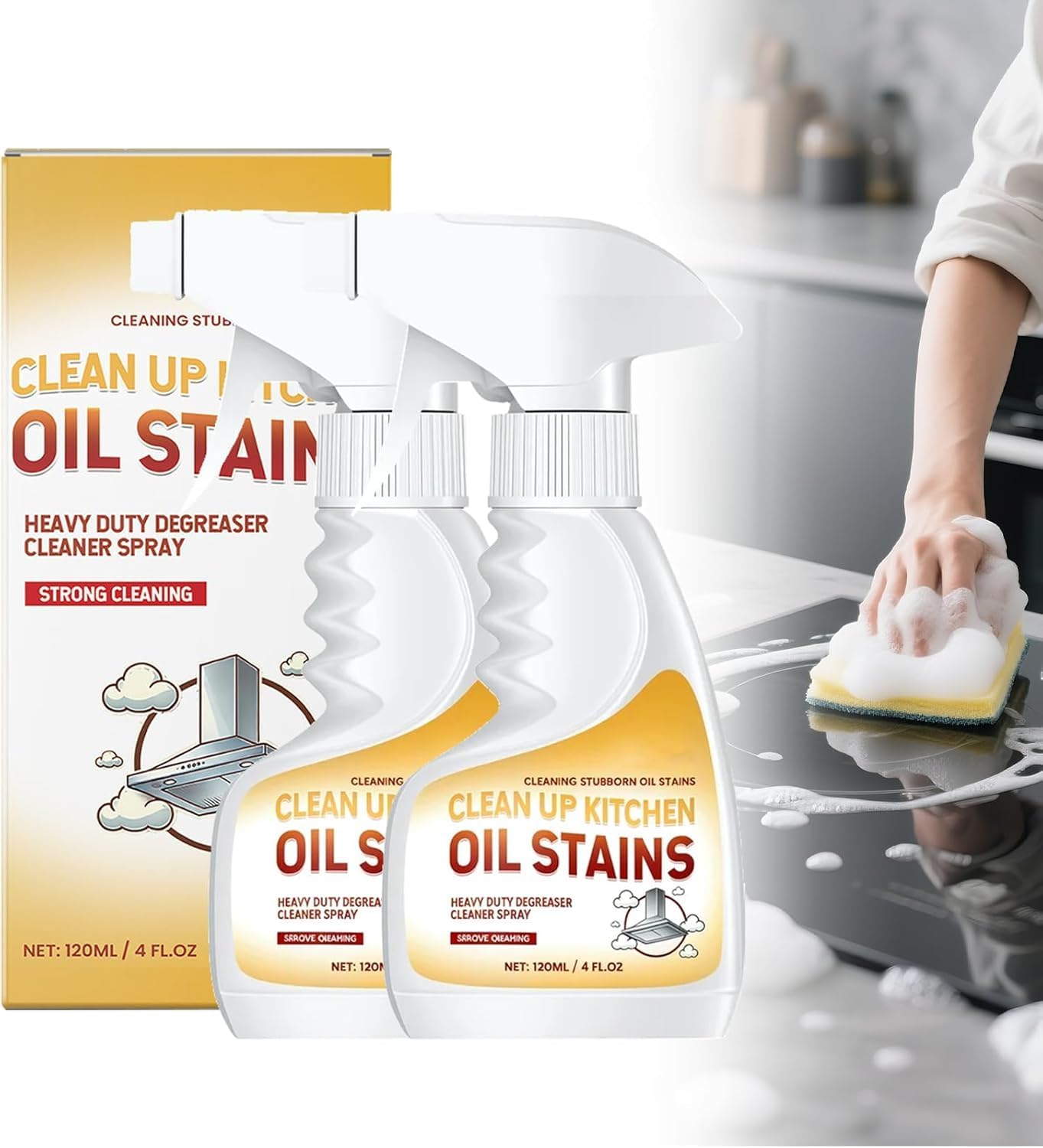 View 1 of ***PARTIAL SET/ ONLY 1 *** BOELIKAYS Grease Remover,Heavy Oil Stain Cleaner Kitchen,Clean Up Kitchen Oil Stains, 2025 Upgrade Cleaner Spray Degreaser Cleaner, Grease Remover for Pot, Stoves and Range Hoods (2)