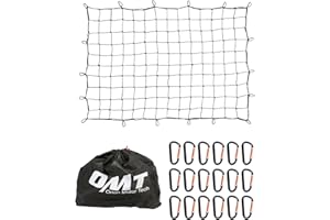 Orion Motor Tech 5'x7' Heavy Duty Cargo Net Stretches to 10'x14' for Pickups SUVs Vans Semis, Bungee Cord Net for Truck Bed Roof Rack Trailer More with Handmade Knotting 18 Carabiners Storage Bag