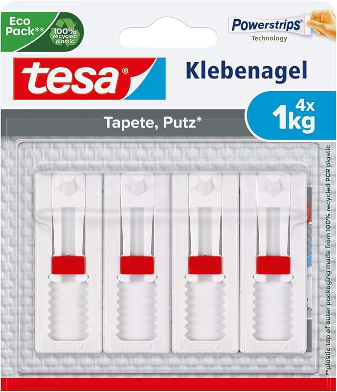 Klebenagel für Tapete & Putz, verstellbar - 4 Nägel inkl. tesa Strips