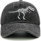 Qoyupuza Dinosaur Baseball Cap for Men Teens, Embroidered T Rex Skeleton Design Cotton Hat for Adults, Big Boys, Dino Fans