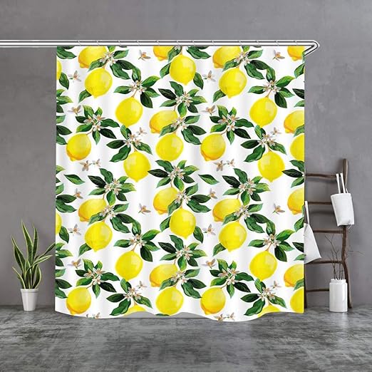Amazon Com Gulan Ya Lemon Green Leaves Shower Curtain Waterproof