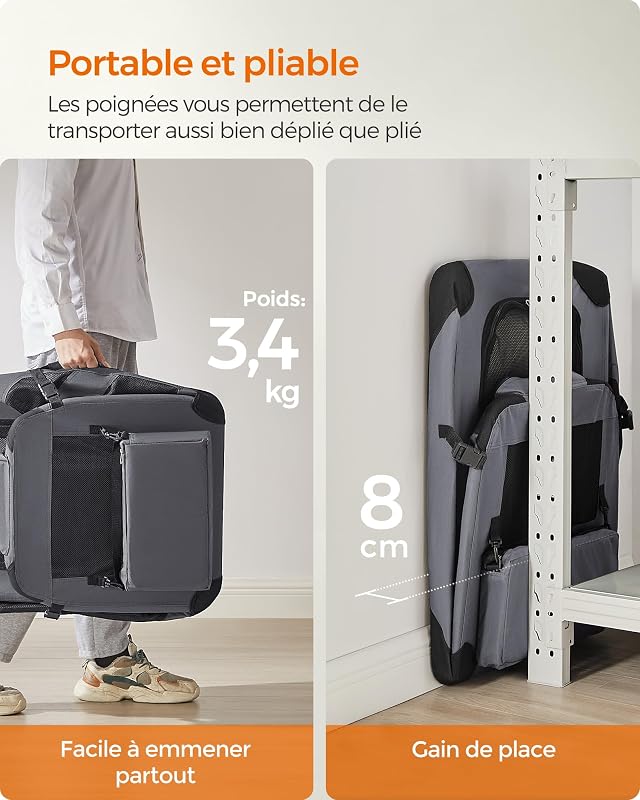 Sac Transport Chat Chien, Caisse Pliable, 70 x 52 x 52 cm