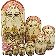 Winterworm Cute Handmade Wooden Traditional Russian Girl in Moscow Kremlin Traditional Russian Nesting Dolls Matryoshka Dolls Set 10 Pieces for Kids Toy Home Decoration