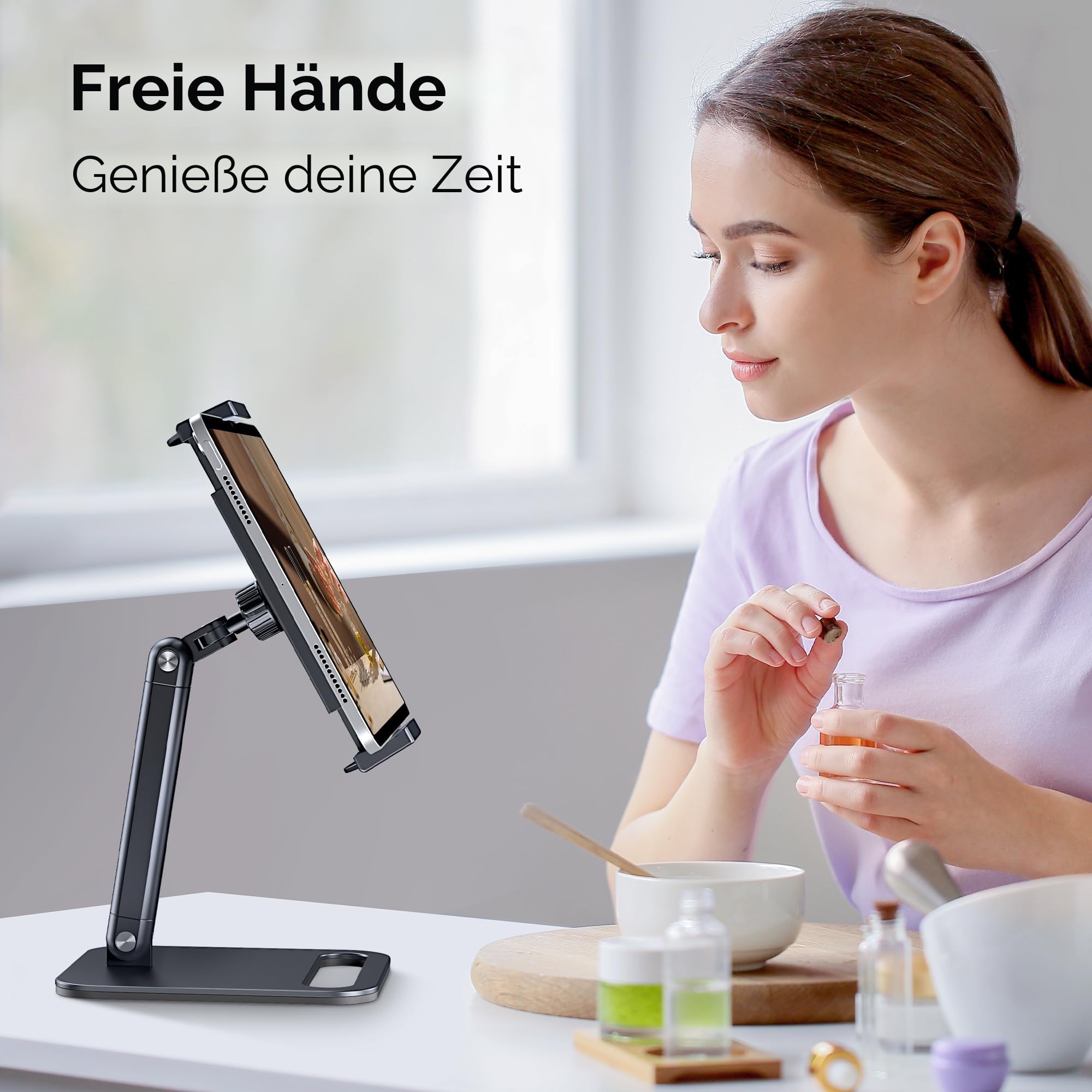 CreaDream Tablet Ständer, robuster Aluminium iPad Halter für Schreibtisch 6