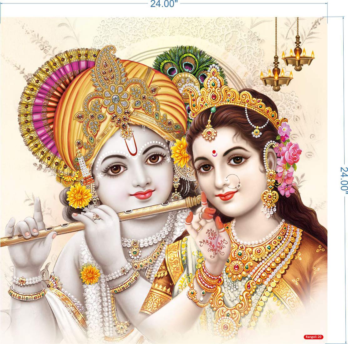 Rangoli Sparkle Lamination Wall Sticker 12 or 12 Inch Multicolor Vinyl Pack of 1 Long Life Digital Print