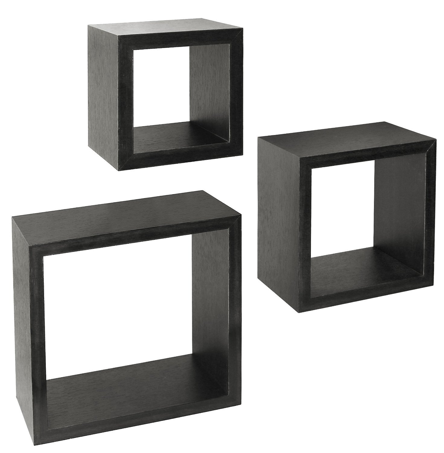 Greenco Set of 3 Floating Cube Shelves, Espresso Finish LAVORIST