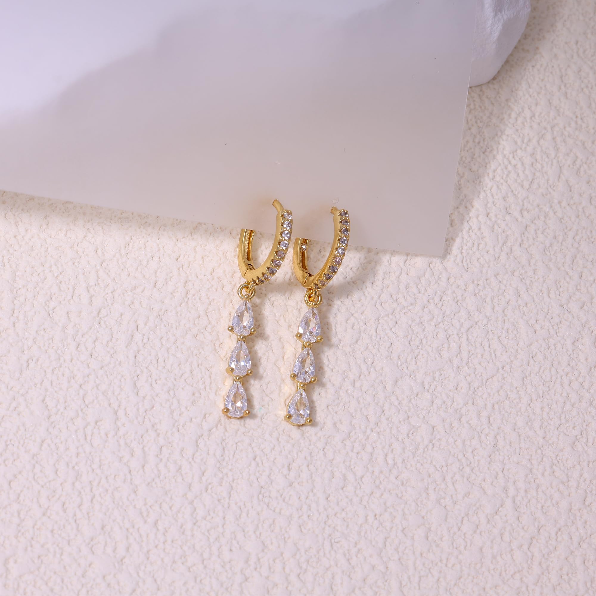 14K Gold Plated Butterfly Dangle Earrings for Women - Dainty, Trendy, Hypoallergenic CZ Drop Earrings - Simple Long Dangling Jewelry