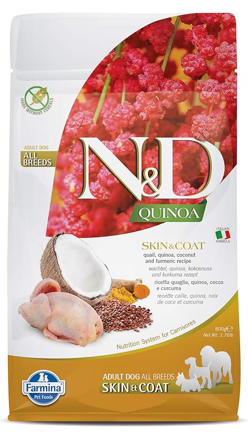 FARMINA N&D Quinoa Skin and Coat Dry Dog Food, GrainFree, Adult Breed