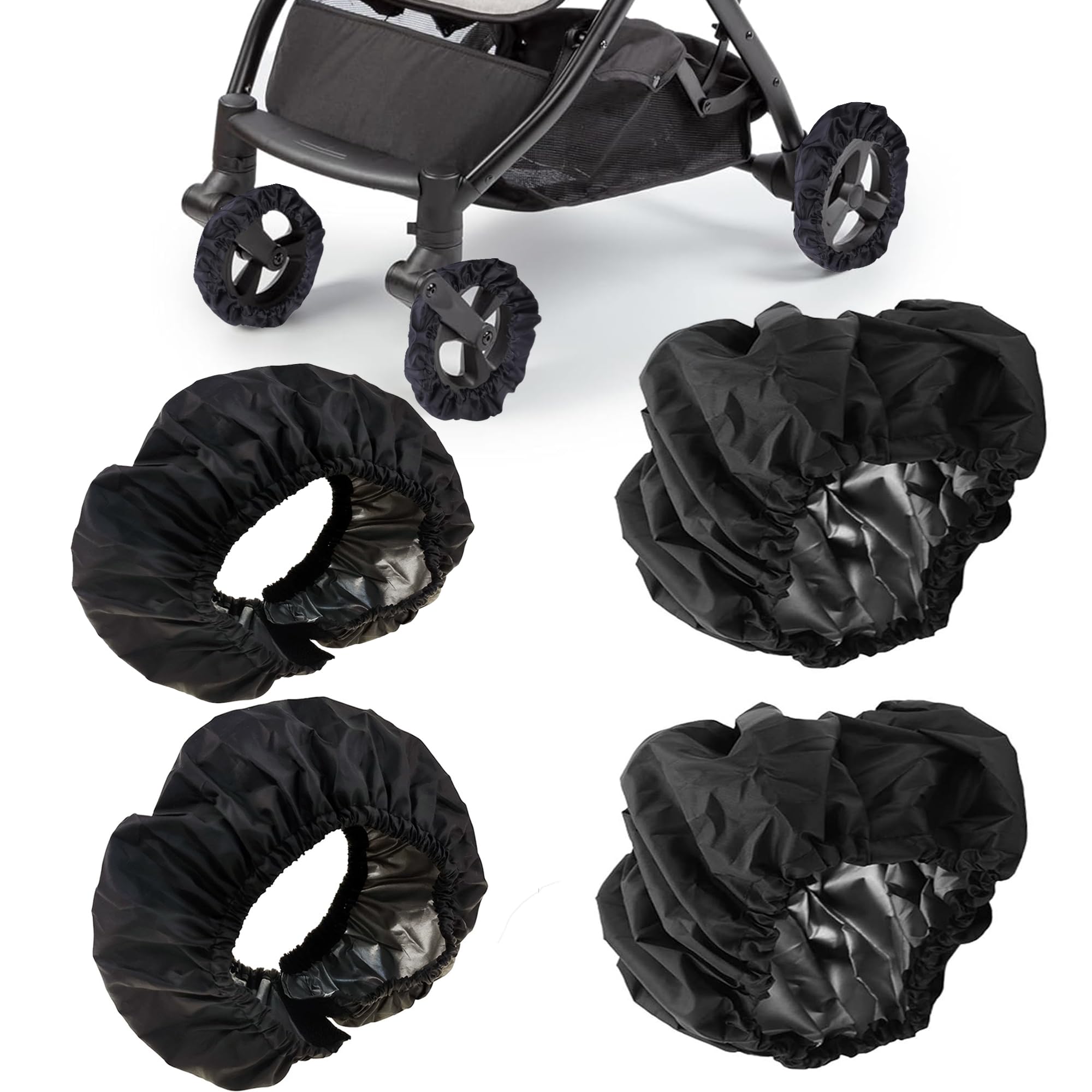 Photo 1 of 4Pcs Baby Stroller Wheel Cover,Dustproof Kid Baby Wheelchair Protector Baby Stroller Wheel Covers Pushchair Wheel Cover Stroller Accessory (2Pcs S + 2 Pcs L)
