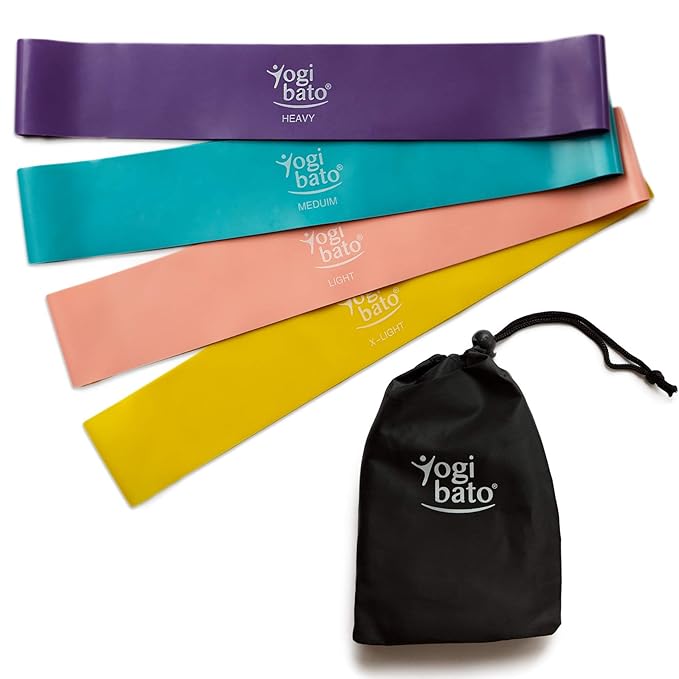 Yogibato Fitness-Band Set - 4 Widerstandsbänder für Krafttraining Physiotherapie Pilates Yoga Crossfit | Gymnastik-Band Resis