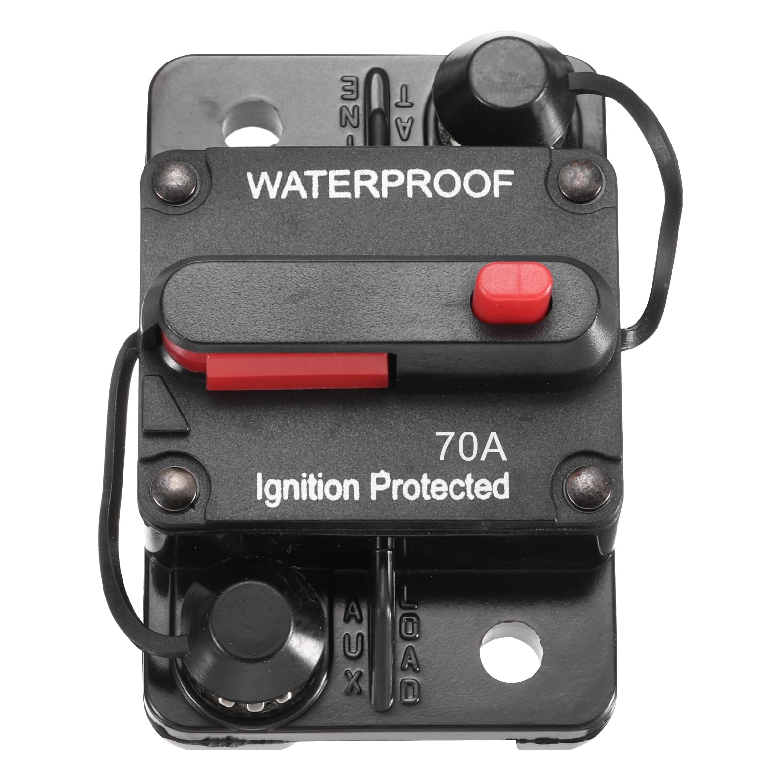 DMiotech 70A Circuit Breaker, 12-48V DC Automotive Inline Fuse Holders Inverter with Manual Reset Button for Marine Boat Car Audio System Overload Protection