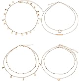 BBTO 4 Pieces Multiple Layered Necklaces for Women Gold Necklace Sets Chain Choker Necklace for Women Girls