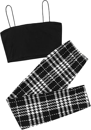 black and white checkered two piece set