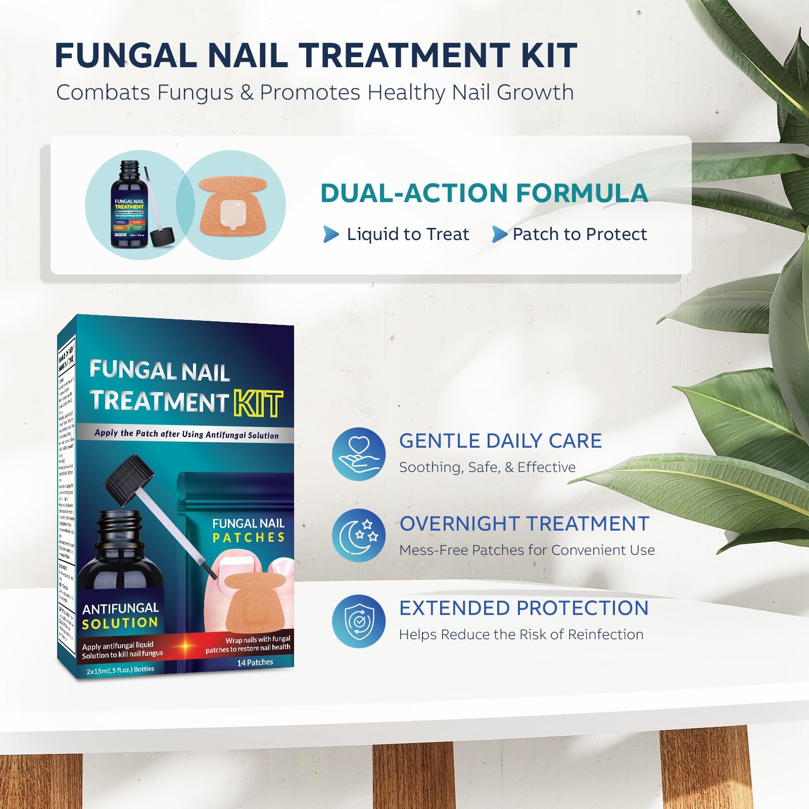 Toenail Fungus Treatment Extra Strength Kit: Nail Repair Liquid Solution and Patches - Nighttime Nail Patches Renewal - Fast Acting Drops with Undecylenic Acid, Natural Oil for Toe Finger Nails - Image 2