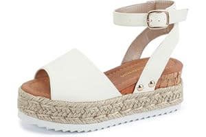 PANDANINJIA Girls Sandals Wedge Platform Espadrille Open Toe Summer Little Big Kid Flower Girl Heels Dress Shoes