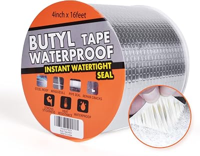 TAPEBEAR Butyl Tape Roof Leak Repair 4in x 16ft Silver Aluminum