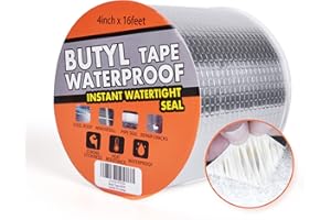 TAPEBEAR Butyl Tape Waterproof Sealing Tape Aluminum Foil Tape, for RV Repair, Window, Silicone, Glass & EDPM Roof Leak Patching, Boat and Pipe Sealing, Silver, 4inch x16feet