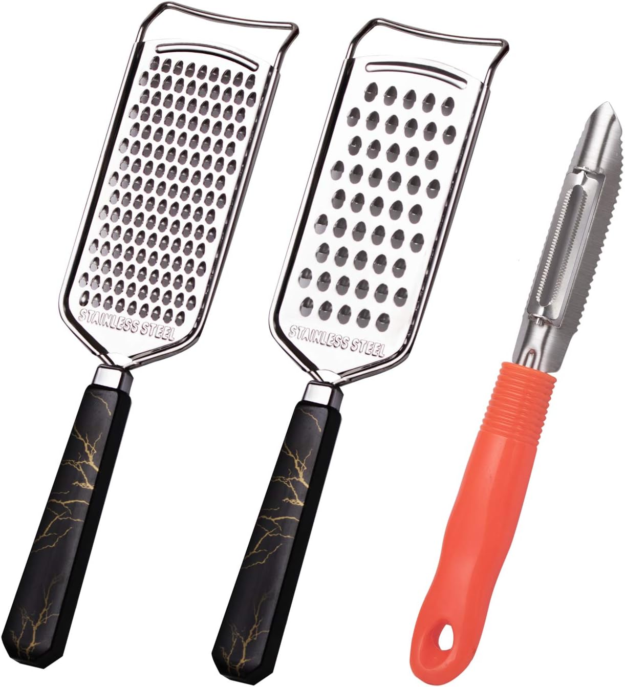 3piece vegetable peeler steel grater size hole handheld