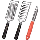 3-piece vegetable peeler steel grater size hole hand-held cheese grater, best for Parmesan cheese fruits and vegetables