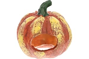 LIOOBO Fish and Shrimp Hideout House Terrarium Decor Betta Fish Cave Hideout Betta Fish Toys Glass Animals Pumpkin Fish Cave Halloween Decor Fish Ornaments for Tanks Aquarium Resin Rock