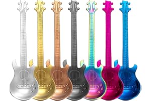 7Pcs Guitar Spoon Set,Guitar Spoons Coffee Teaspoon,Guitar Coffee Spoons,304 Food Safe Stainless Steel Tea Dinner Table Mixin