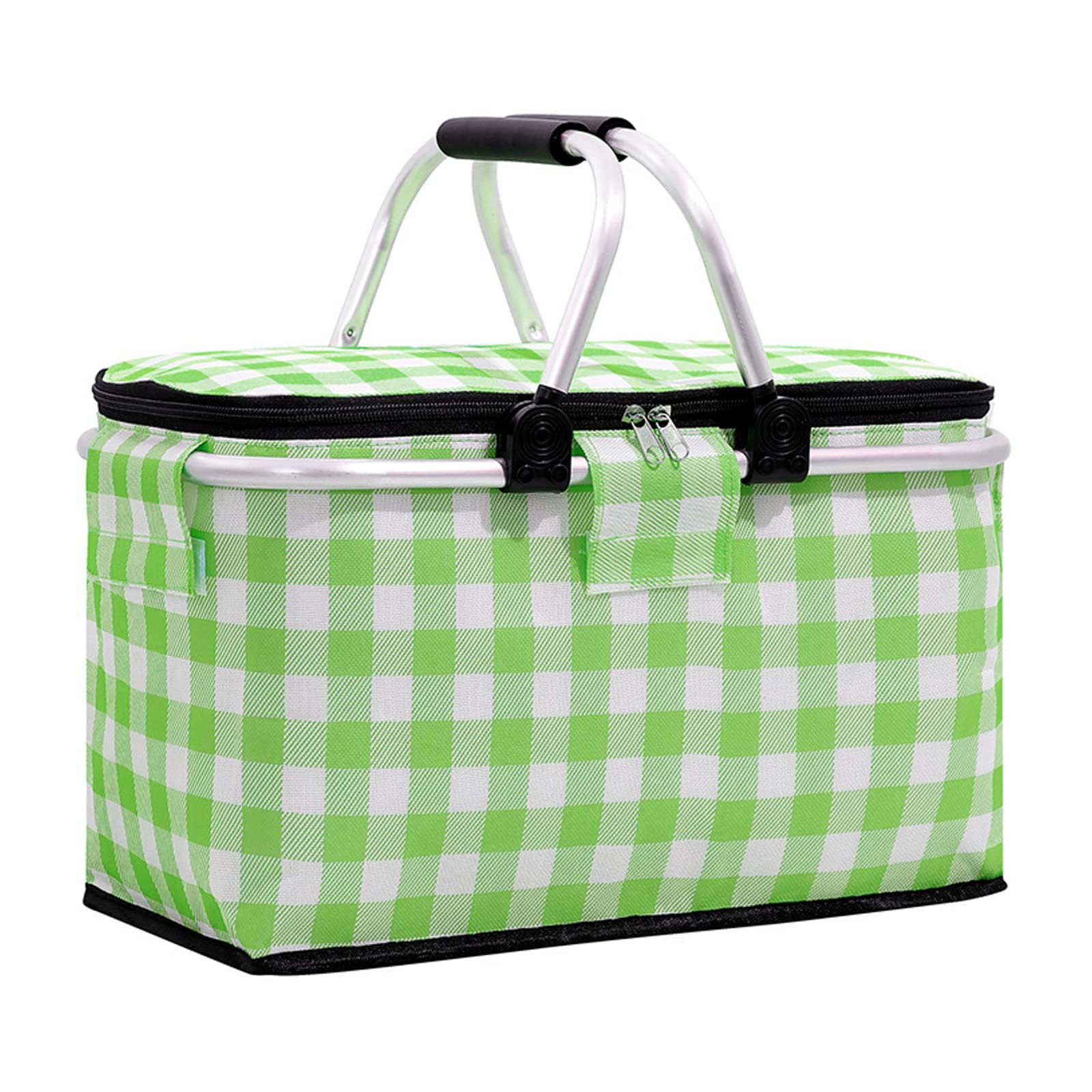 kyaoayo Picnic Basket Large Insulated Bag (Green) - Aluminium, Spacious, Foldable Material, Ideal for Picnics, Outdoor Travel, Office, Camping