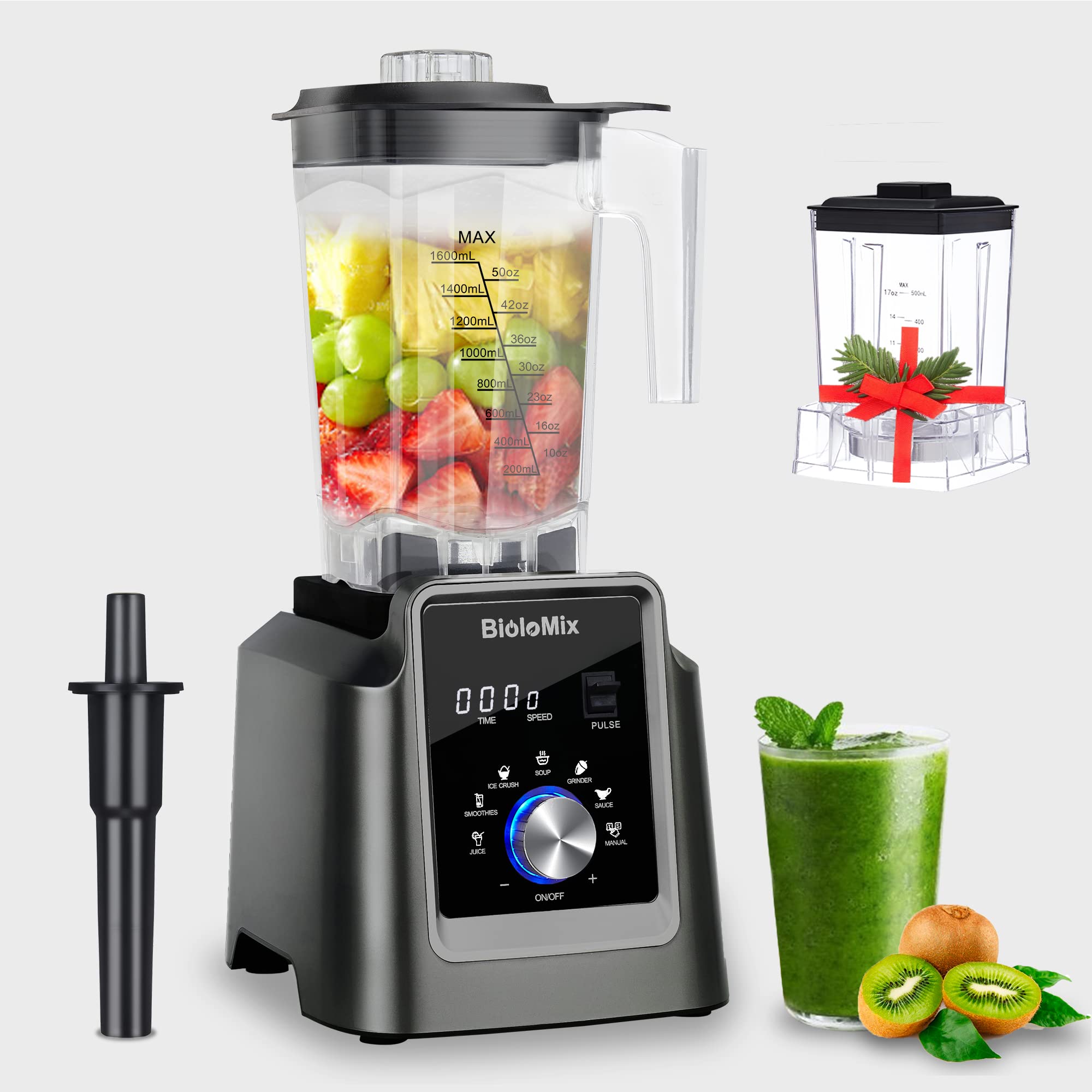 BioloMix Hochleistungsmixer 2200W,Selbstreinigungsfunktion,Standmixer mit 2L Behälter ohne BPA Smoothie Maker (T5600)