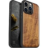 Carveit Magnetic Wood Case for iPhone 14 Pro Max [Natural Wood & Black Soft TPU] Unique & Classy Wooden Shockproof Protective Cover Compatible with magsafe (Walnut)