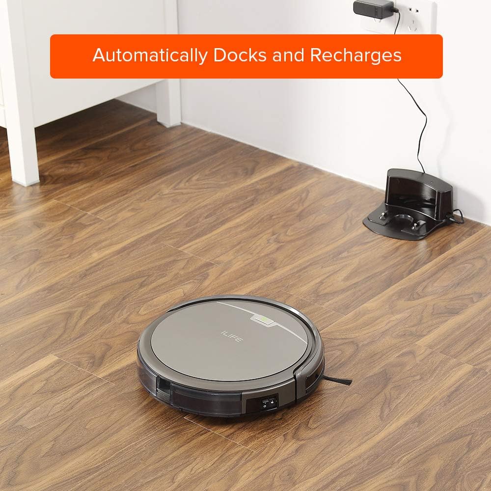 ILIFE A4s Robot Vacuum Cleaner with Strong Suction, over 100mins Run time, Self-charging, Slim, Quiet, Ideal for Hard Floors to Medium Carpets -