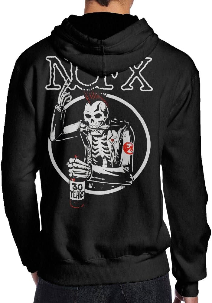 Mens NOFX 30 Years Skeleton Punk Rock Band No Pockets Hoodies Personalized Hooded Sweatshirt