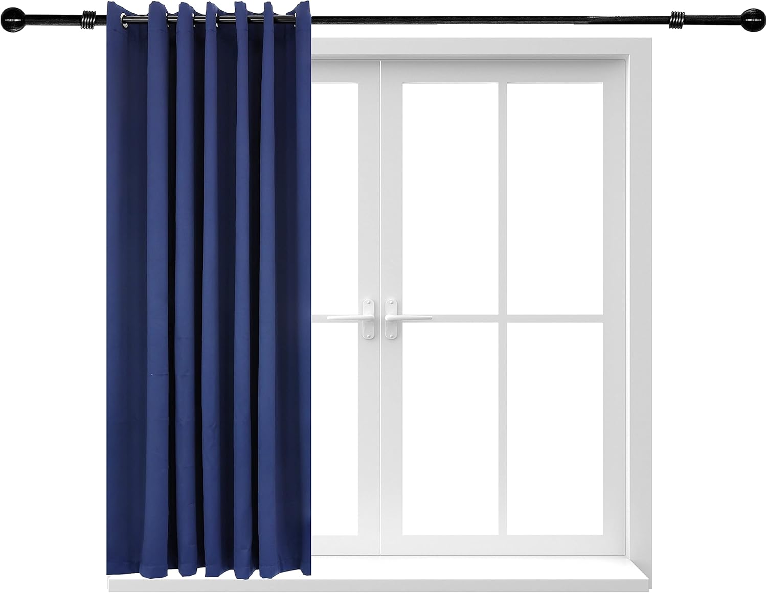 Outdoor Curtains - Sunnydaze 101 x 83 Inch Indoor/Outdoor Blackout Curtain with Grommet Top - Includes Tieback - Blue - Single Panel