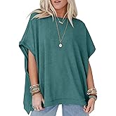 Women Knitted Dolman Sleeve Tops, Oversized Batwing Loose Fit Shirt, Fall Summer Plus Size Tunic Sweater