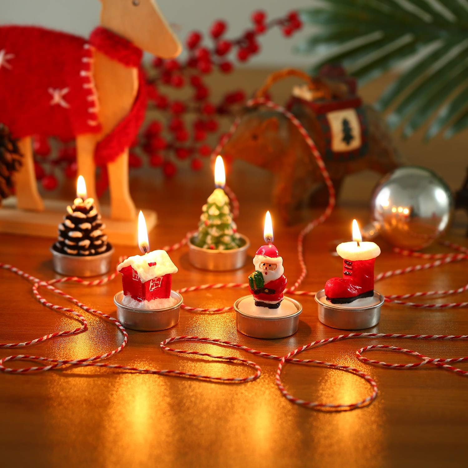 SIXPEN Christmas Tea Lights Candles for Birthday Home Party Wedding Holiday Celebration Decoration Christmas Ornaments（Boot）: Home & Kitchen