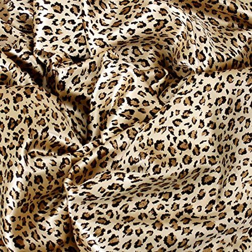 1Pc New 350TC Solid Silky Soft Poly Satin Standard Pillow Case Pillow Cover Cushion Cover Multiple Colors (48x73cm, Leopard)