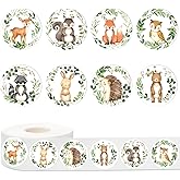 JarThenaAMCS 1000Pcs Baby Shower Stickers Woodland Animal Decal 8 Designs Watercolor Forest Cartoon Animal Adhesive Sealing Labels for Birthday Baby Shower Party Favor Supplies