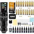 Wireless Tattoo Machine Kit – Multifunction Rotary Tattoo Pen with 1200mAh Battery, Touch Button LED Smart Display, Adjustable 6-Stroke Length with Tattoo Needles Cartridges Tattoo Kit for Artists