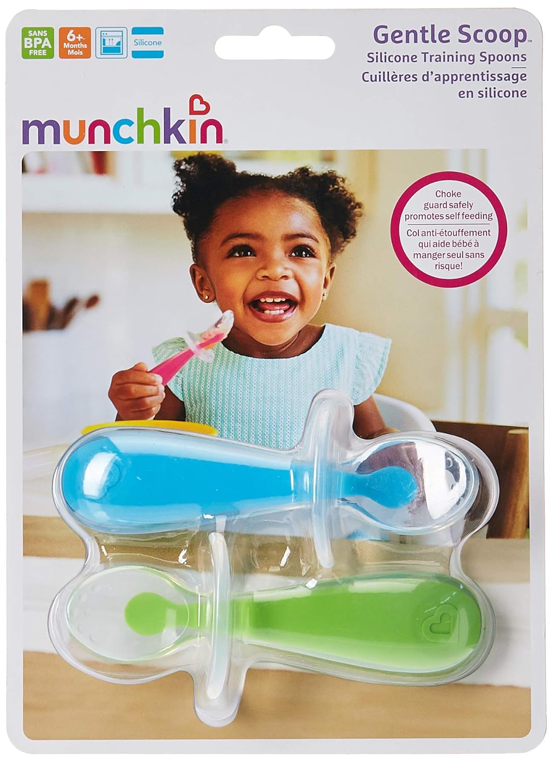 Amazon Com Munchkin Gentle Scoop Silicone Toddler Training Spoons Blue And Green Baby