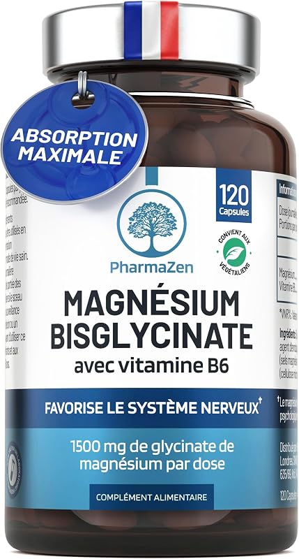 Magnésium Bisglycinate 1500 mg + Vitamine B6 - Sommeil, Stress, Fatigue