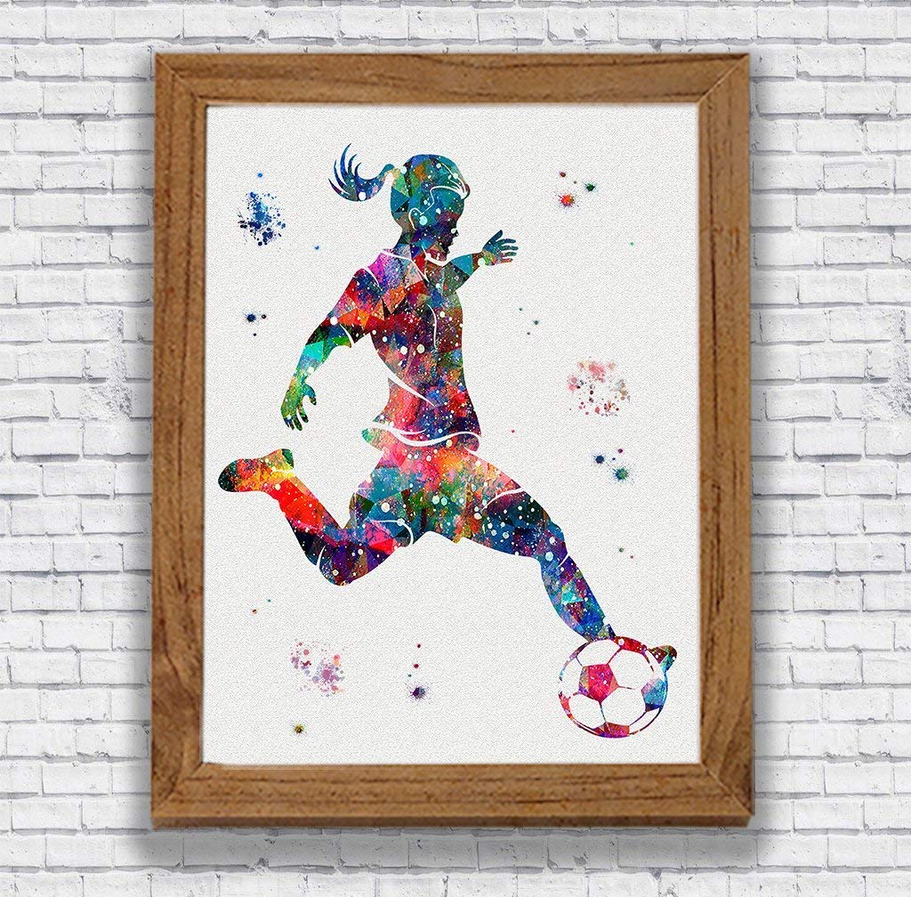 Amazon Com Soccer Player Girl Watercolor Print Sports Wall Decor