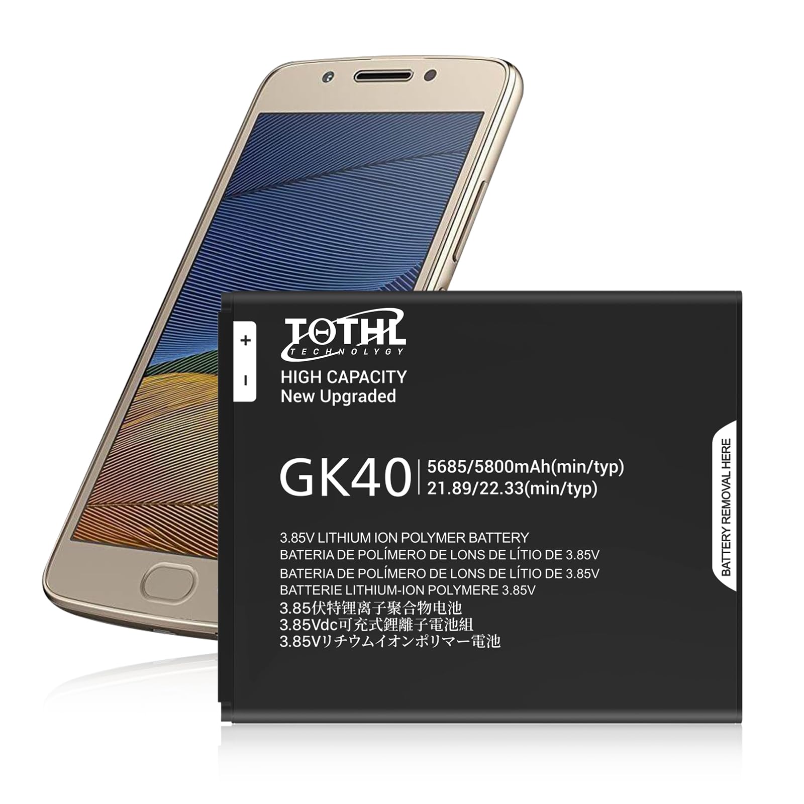 【3100mAh】TQTHL Battery for Motorola GK40, Replacement Li-Ion Battery for Motorola G4 play（E3, E4, E5, G5, XT1675, GK40 SNN5981A）Spare Battery