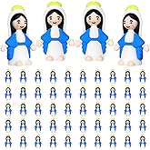 50PCS Little Virgin Mary Figurines Bulk, Mini Virgin Mary Religious Doll to Hide and Seek, for Easter Egg Stuffers, Sunday School Baptism Gifts, Catholic Party Favors, Christ Thanksgiving Day (Blue)