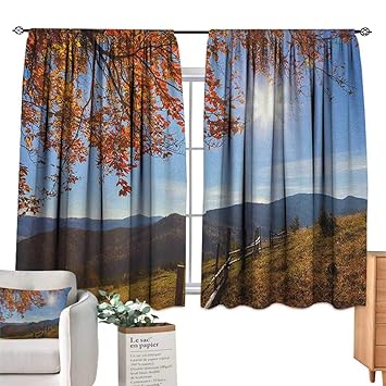 Amazon Com Pricetextile Fall Kitchen Curtains Fallen Leaves Over