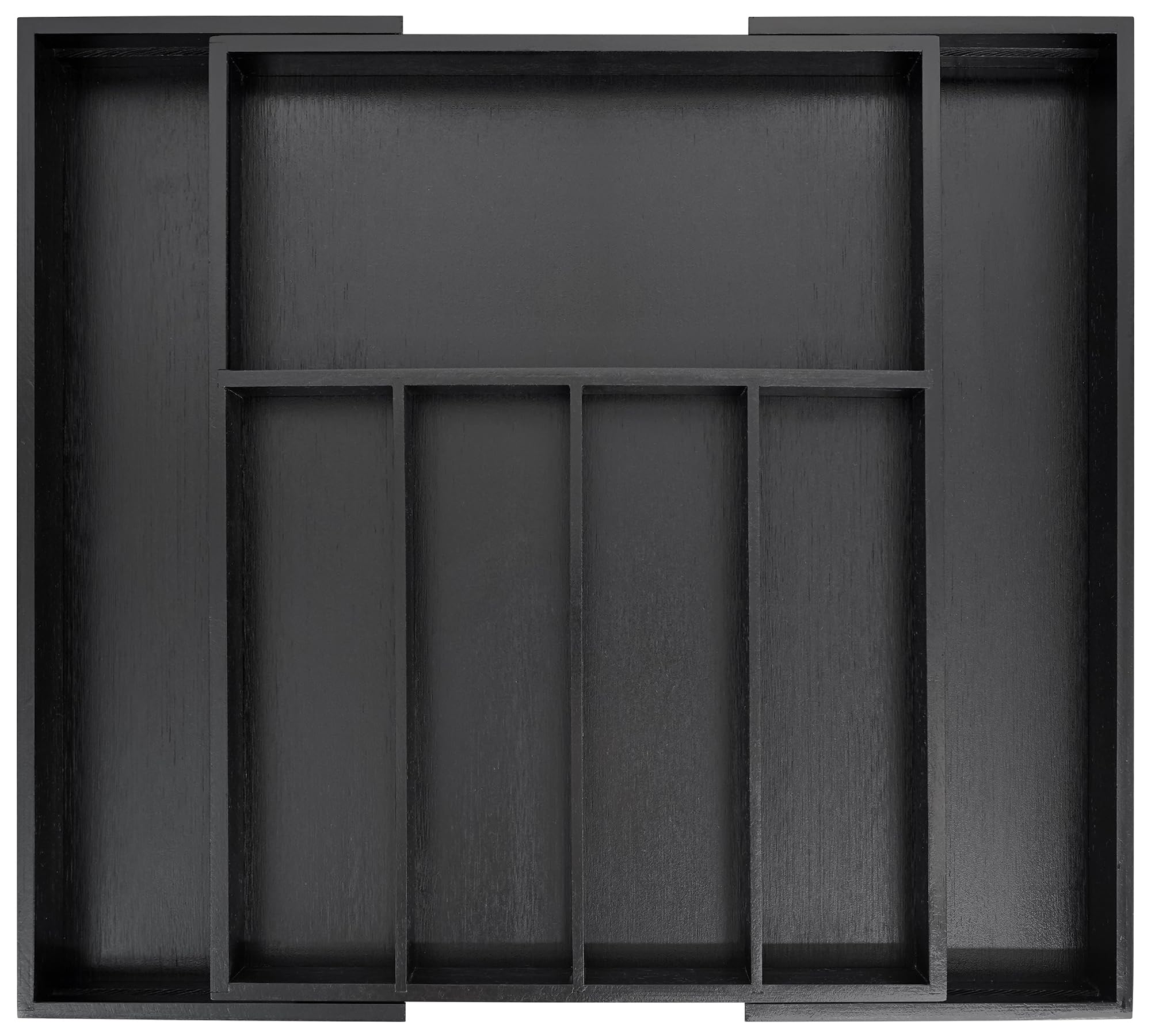 VaeFae Bamboo Drawer Organizer, Expandable Silverware Drawer Dividers and Cutlery Tray for Kitchen Utensils and Flatware (Black)