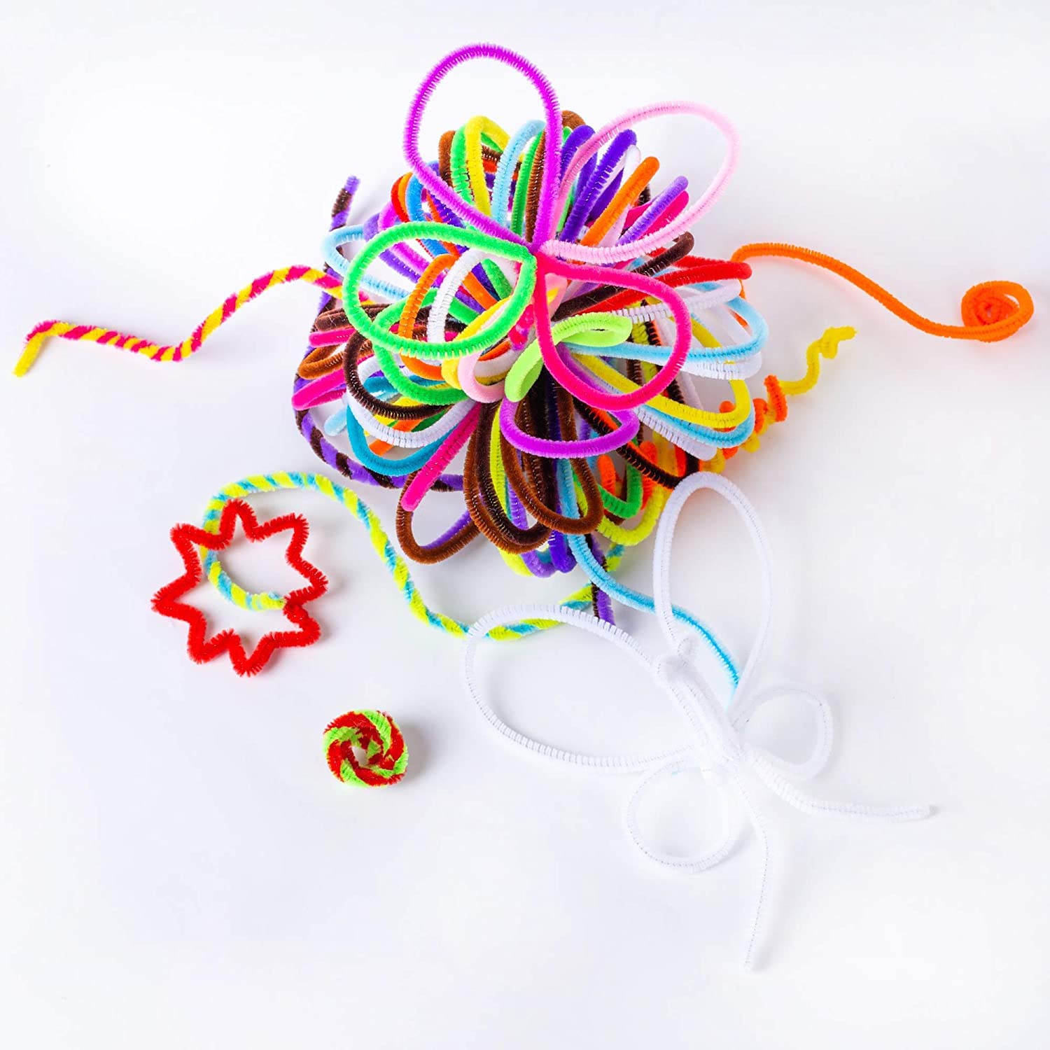 Pipe Cleaners, 300pcs 20 Colors, Craft Supplies, Pipe Cleaner Chenille Stems, Craft Pipe Cleaners, RED BLUE GREEN BLACK ORANGE YELLOW PINK
