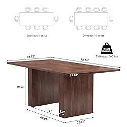 weselon 78 Inch Dining Table for 6 8 10, Modern